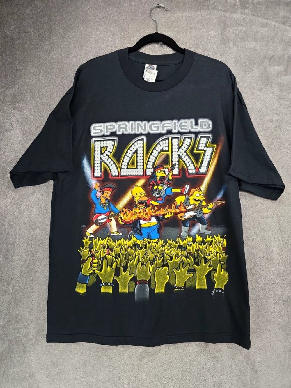 The Simpsons Springfield Rocks Black T-shirt Original NEW Adult Size XL